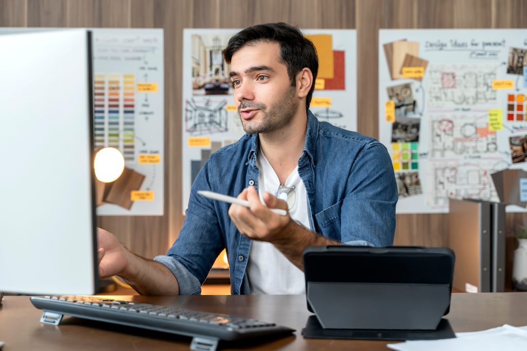 Man working on laptop