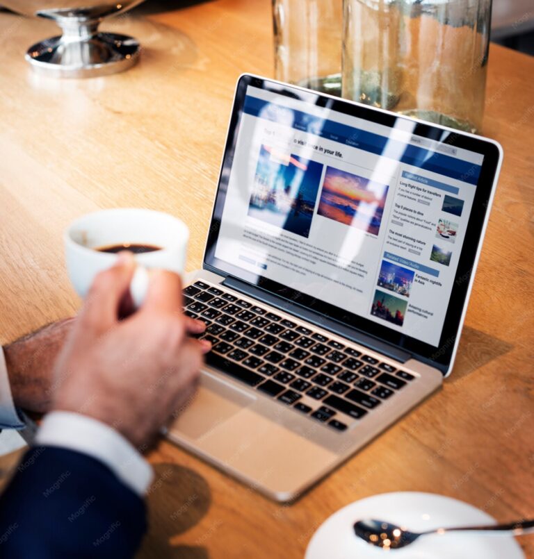 business man browsing laptop
