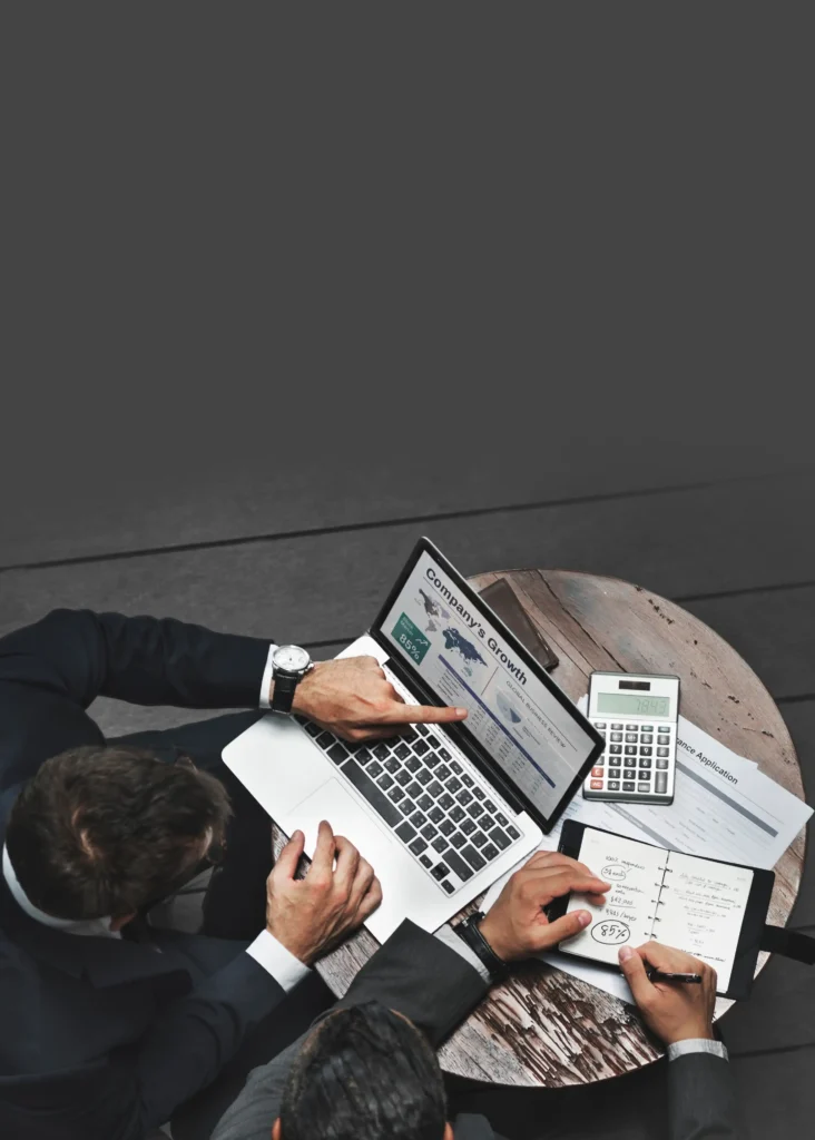 Businessmen working on strategic planning in office