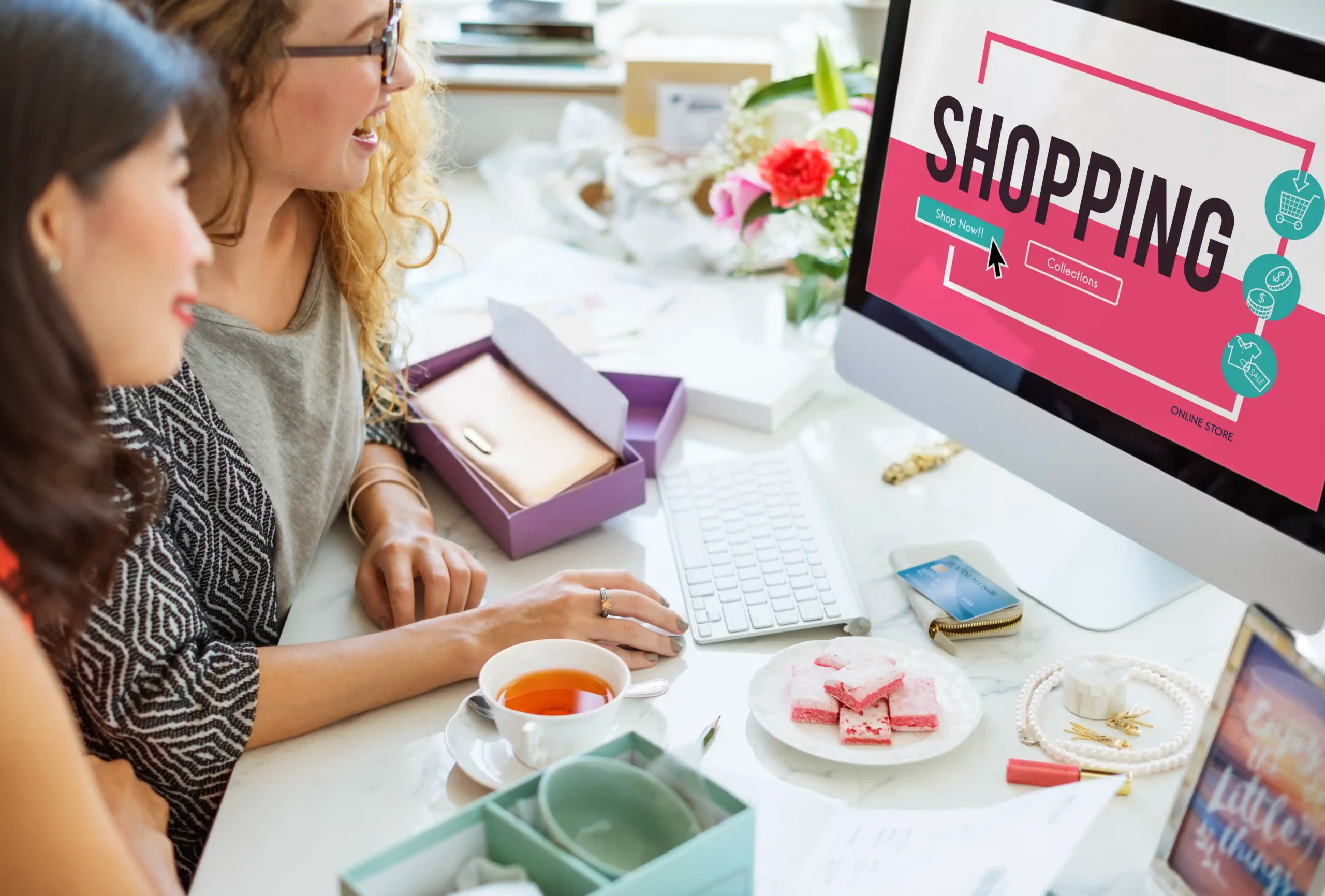 Online shopping cart and e-commerce concept
